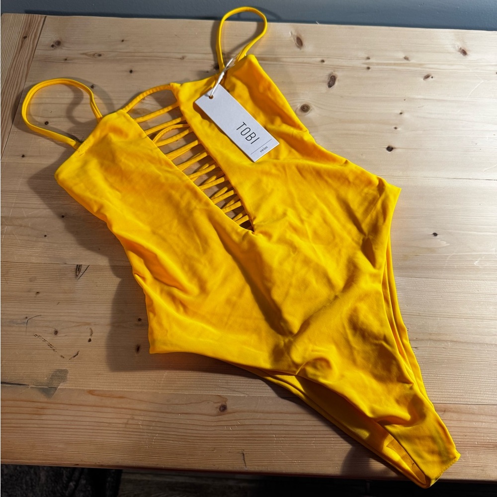 Tobi Vibrant Yellow Strappy One-Piece Swimsuit